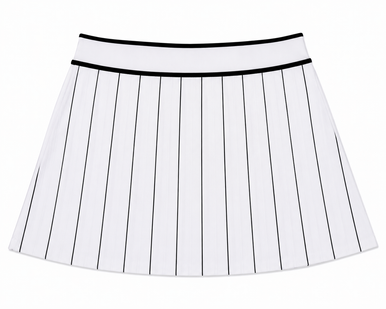 J.Lindeberg White/Black Pinstripe Knit Skirt | Medium