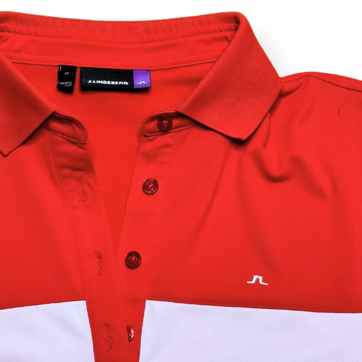 J. Lindeberg Red/Pink Short Sleeve Polo | Medium
