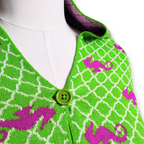 [NWT] Top It Off Green/Pink Knit Button Wrap | Small