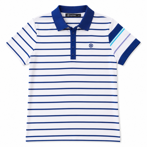 G/FORE Royal Blue Striped Short Sleeve Golf Polo | Medium