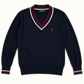 GOLFINO Navy/Burgundy V-Neck Golf Sweater | Large
