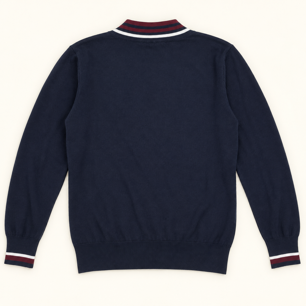 GOLFINO Navy/Burgundy V-Neck Golf Sweater | Large