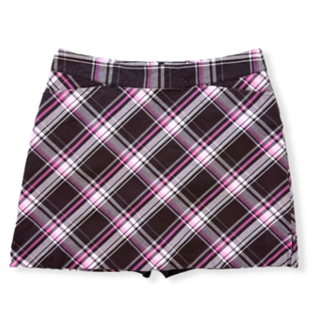 Lady Hagen 18” Chocolate/Pink Plaid Skort [Size 08]