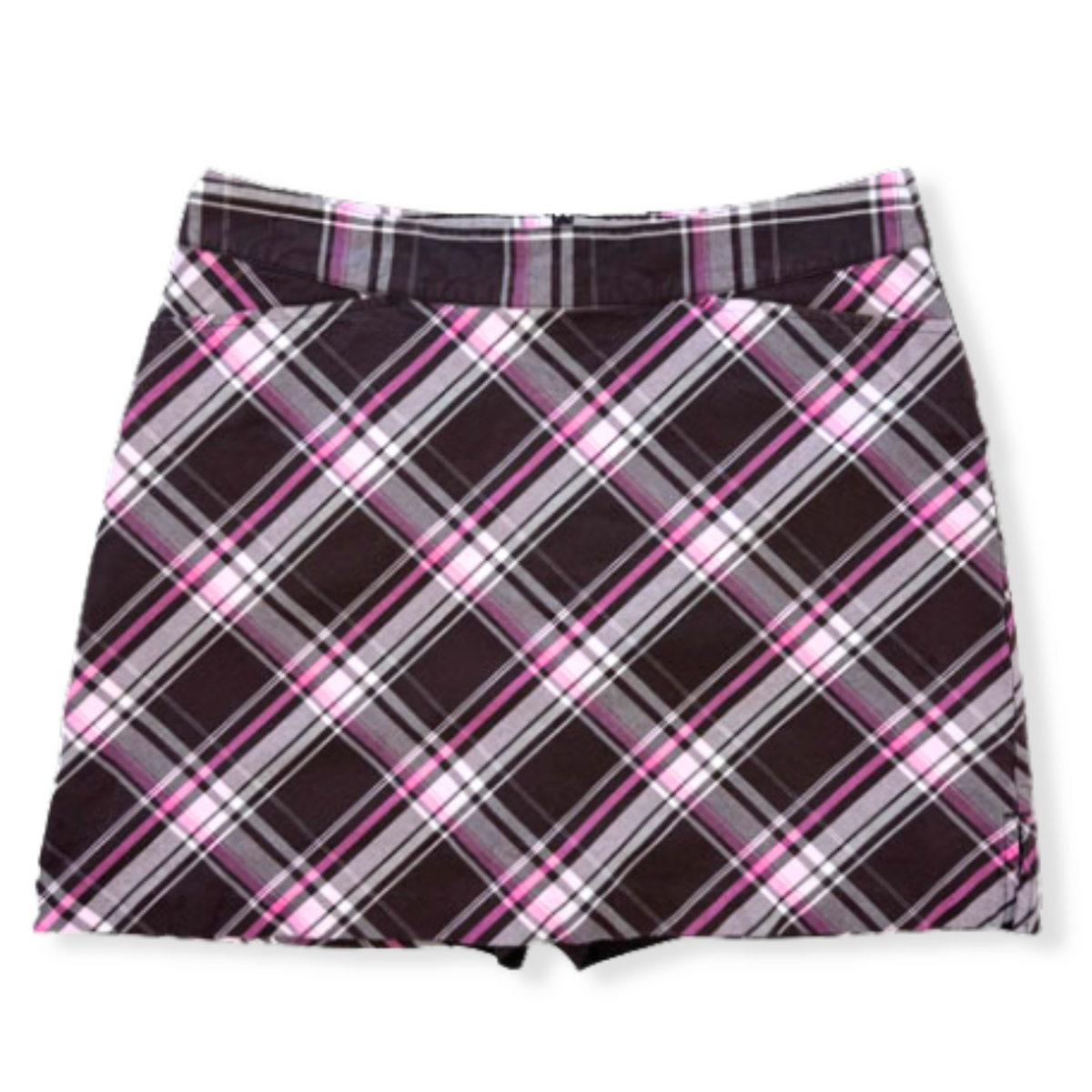 Lady Hagen 18” Chocolate/Pink Plaid Skort [Size 08]