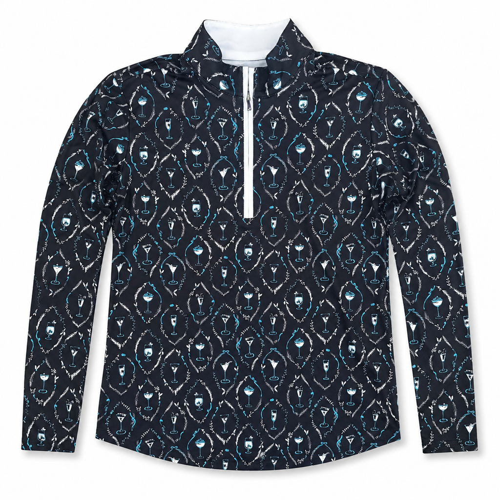 [NWOT] SanSoleil SolCool Black/Blue Cocktail Long Sleeve Mock | Large