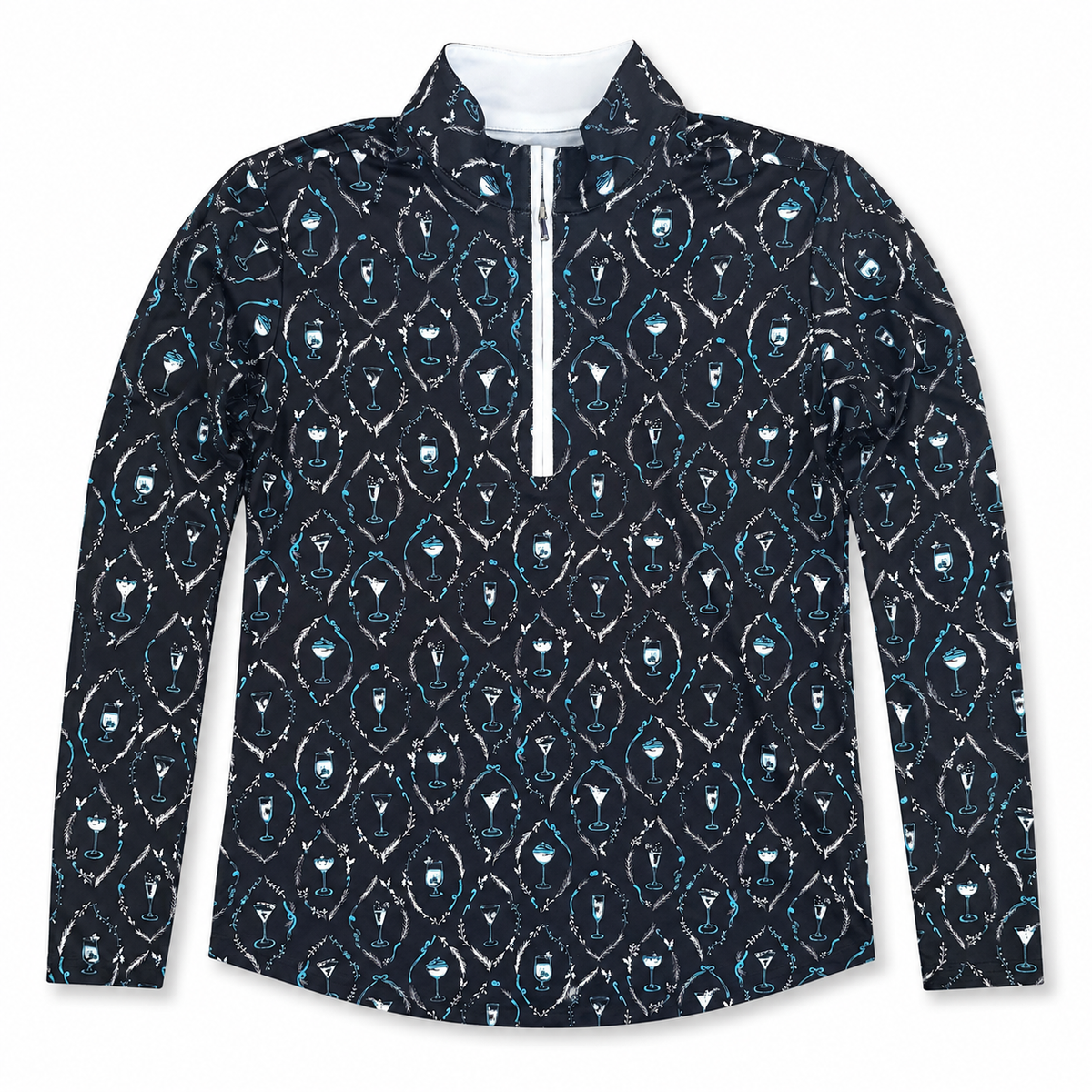 [NWOT] SanSoleil SolCool Black/Blue Cocktail Long Sleeve Mock | Large