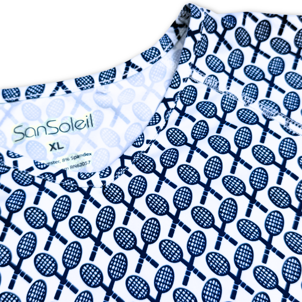 SanSoleil SunGlow Navy Crossed Tennis Racquet Active Crewneck | XLarge