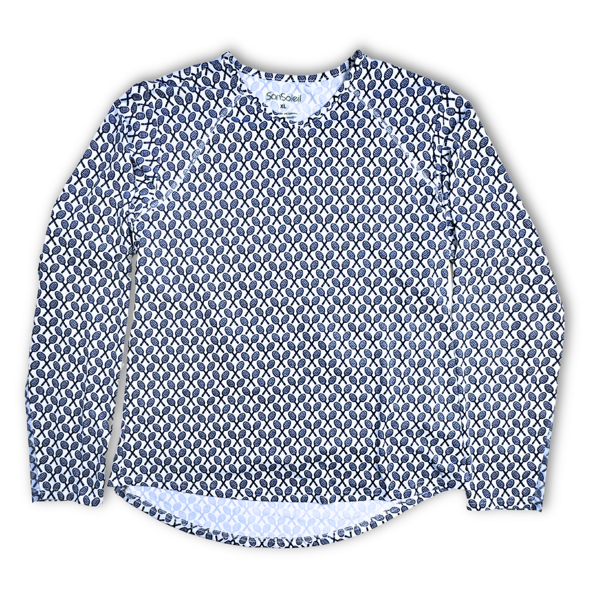 SanSoleil SunGlow Navy Crossed Tennis Racquet Active Crewneck | XLarge