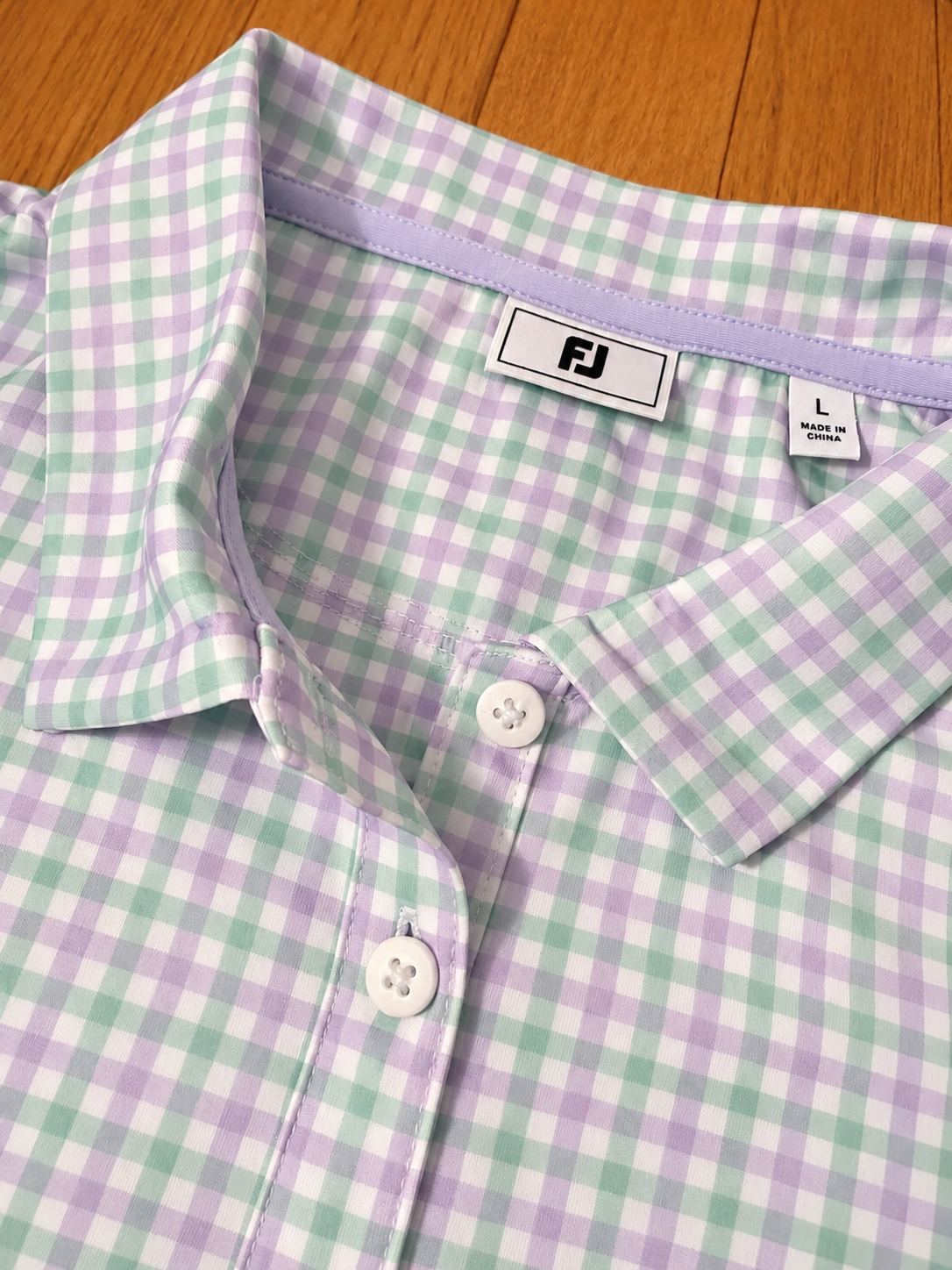 FootJoy Lavender/Green Check Sleeveless Polo [L]