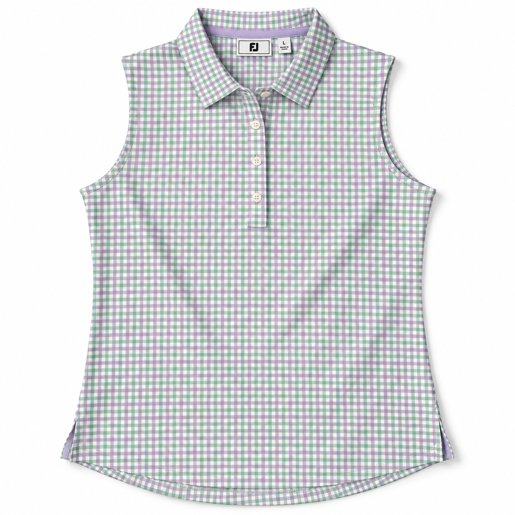 FootJoy Lavender/Green Check Sleeveless Polo [L]