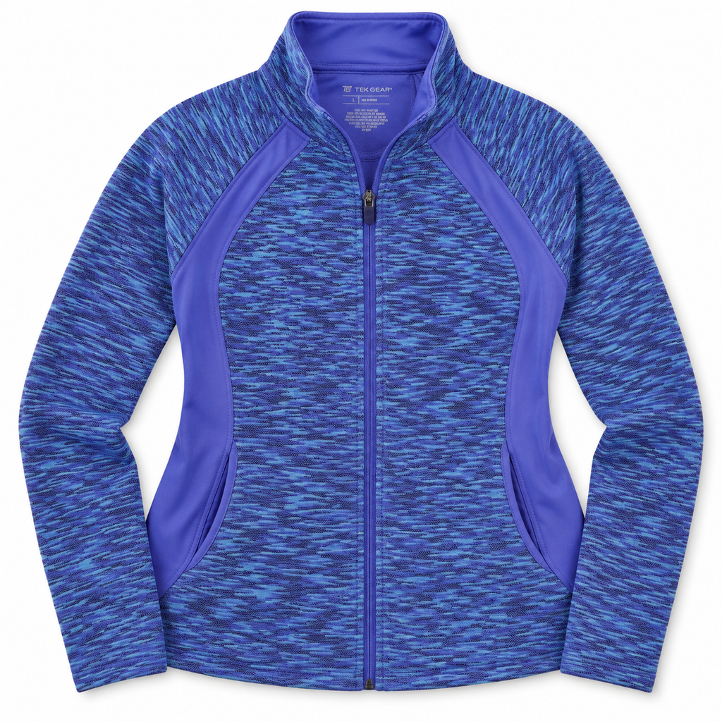 Tek Gear Blue Heather Fleece Full Zip Jacket [Large]