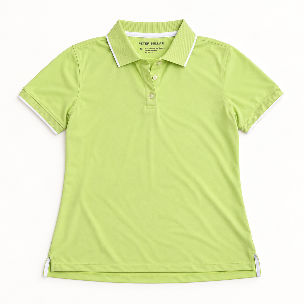 Peter Millar Lime Short Sleeve Rib Polo | Medium