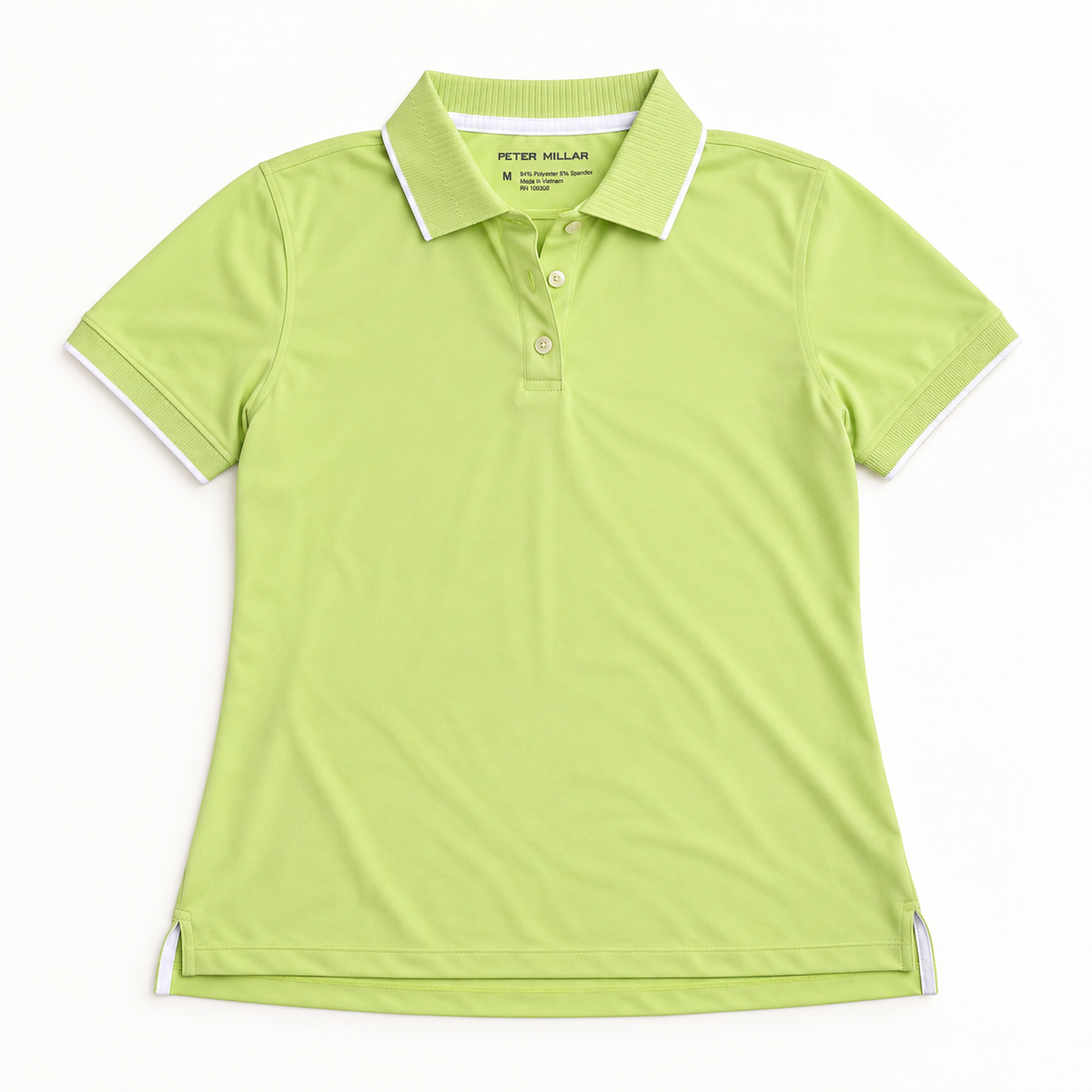 Peter Millar Lime Short Sleeve Rib Polo | Medium