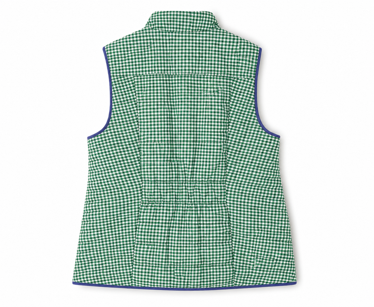 Talbots Teal/Blue Gingham Lightweight Vest [Medium]