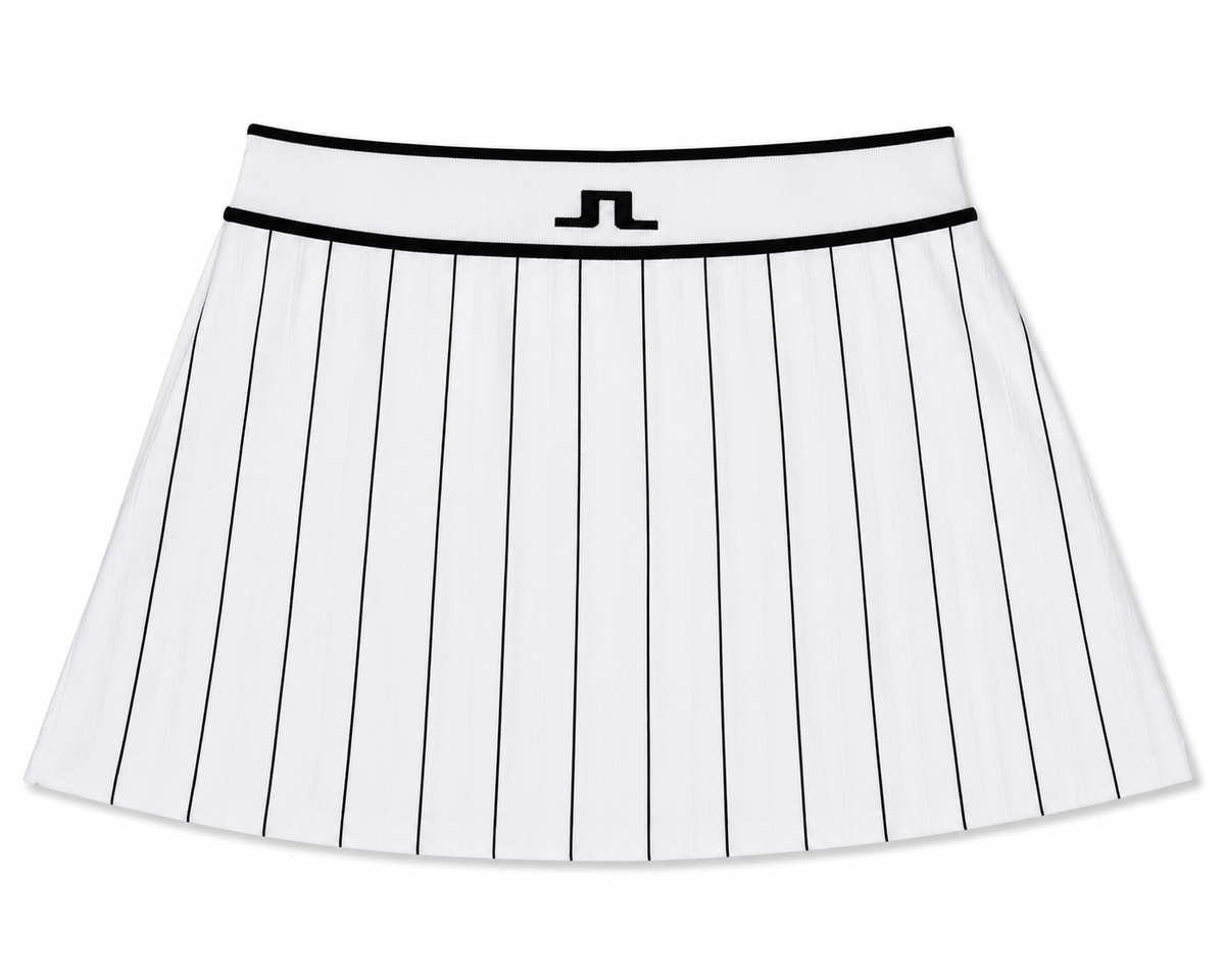 J.Lindeberg White/Black Pinstripe Knit Skirt | Medium